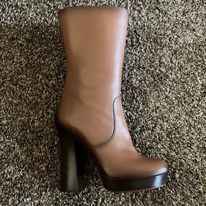 MICHAEL KORS EMMY BURNISHED CALF LEATHER PLATFORM BOOTS SIZE US 8.5/EU 39